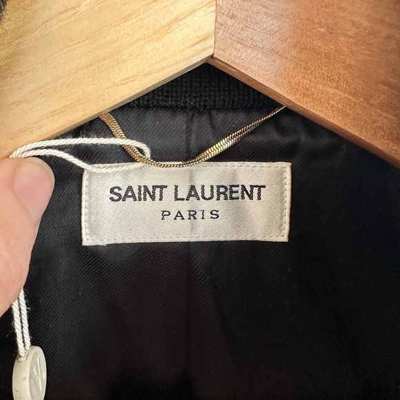 COPY - AUTHENTICATED SAINT LAURENT BLACK W/ WHITE LEATHER TRIM TEDDY BOMBER JAC… - Picture 4 of 15